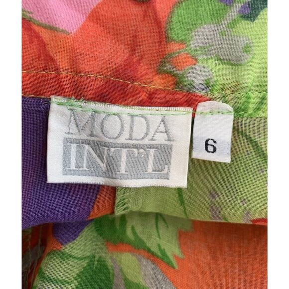 Mods Int’l Semi Sheer Wrap Full Skirt Midi Floral Size 6 Colorful Beach - Picture 8 of 10